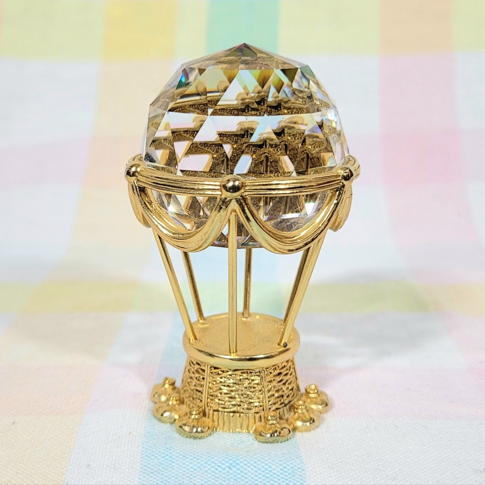 Swarovski Trimlite Giftware Golden Hot Air Balloon with Rainbow prism effect